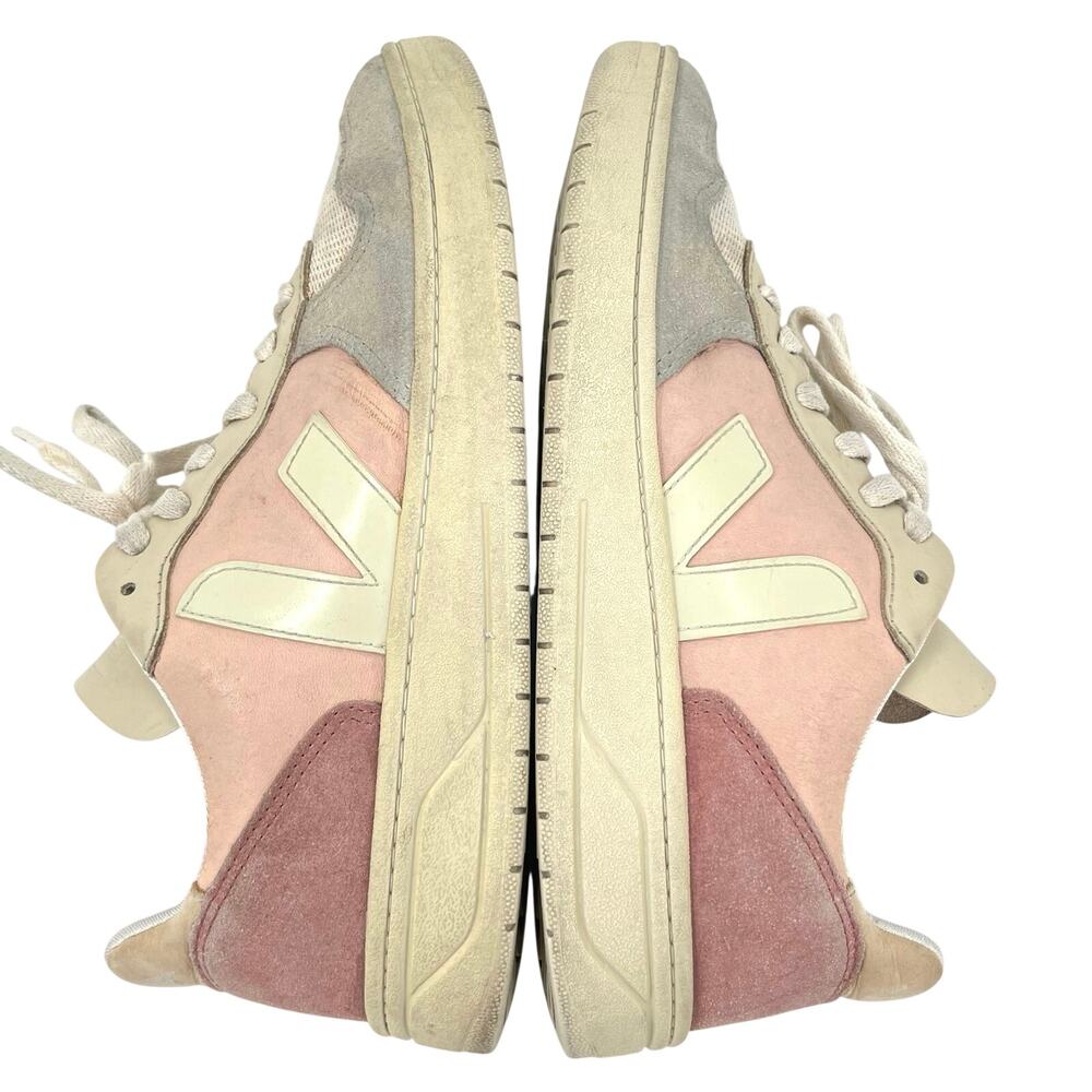 Veja V-10 Multico Colorblock Sneaker Suede Leather Pastel Pink Blue Cream Size 8 - Picture 3 of 16